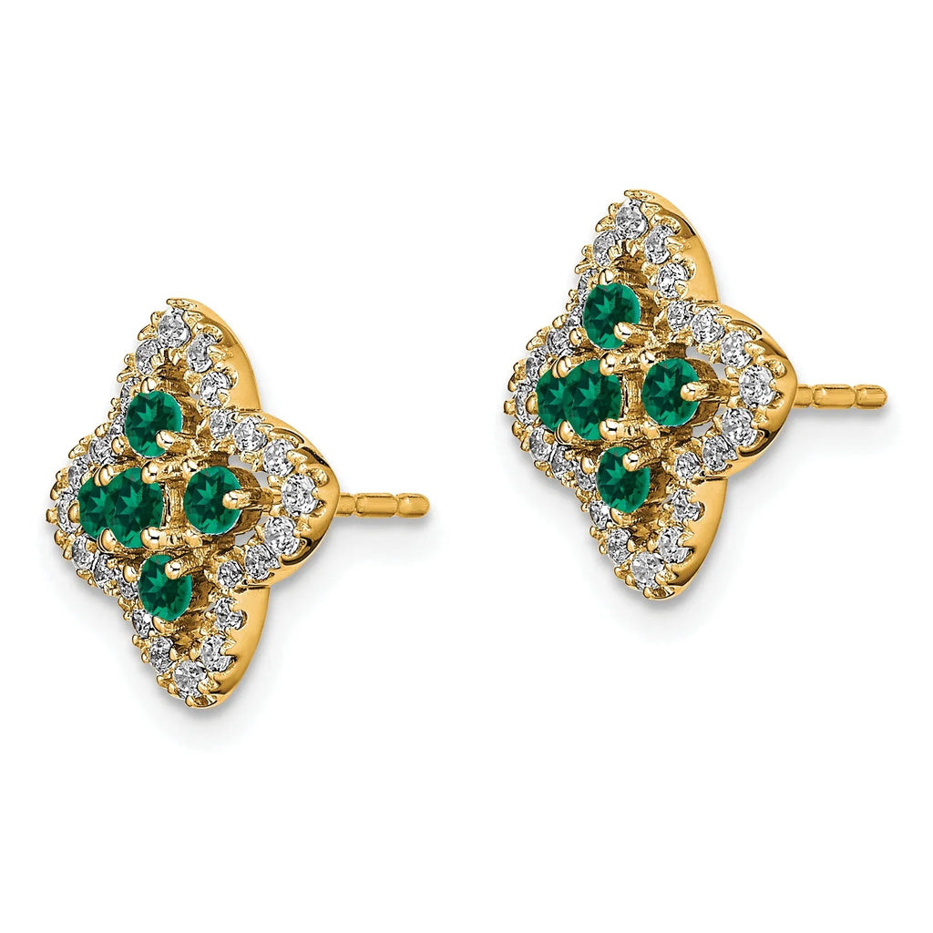 14 Karat Two-Tone Lab Grown Diamond and Created Pink Sapphire Earrings P982535