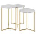 Nesting Tables in Gold/White (Set of 3) L361