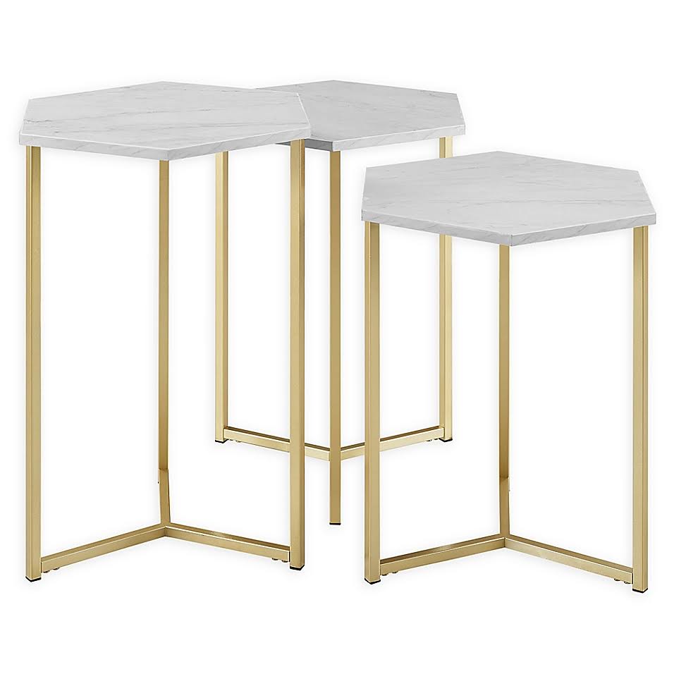 Nesting Tables in Gold/White (Set of 3) L361