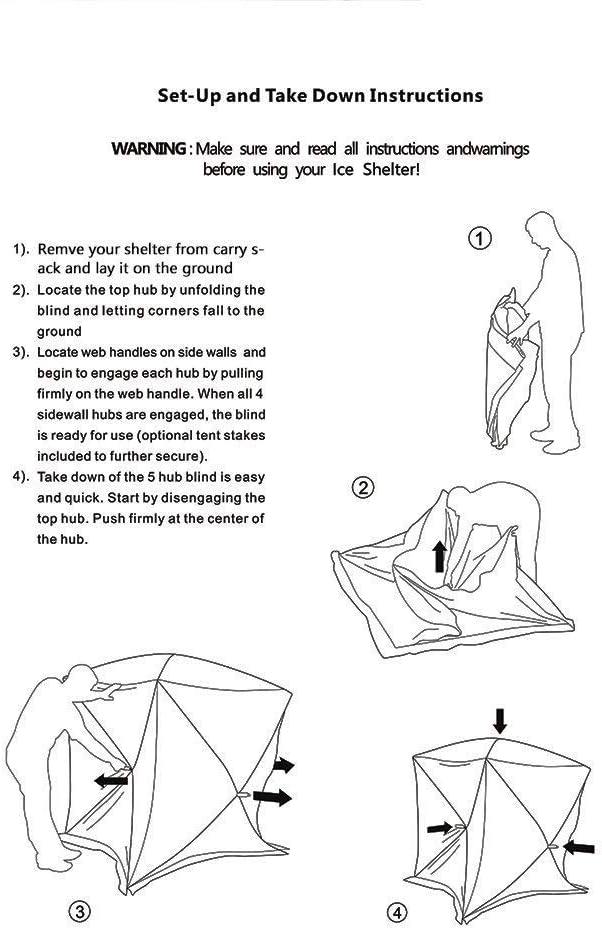 Red 1-2 Person 58X58X66 Waterproof Pop-up Ice Shelter Tent with Carrier Bag B384379