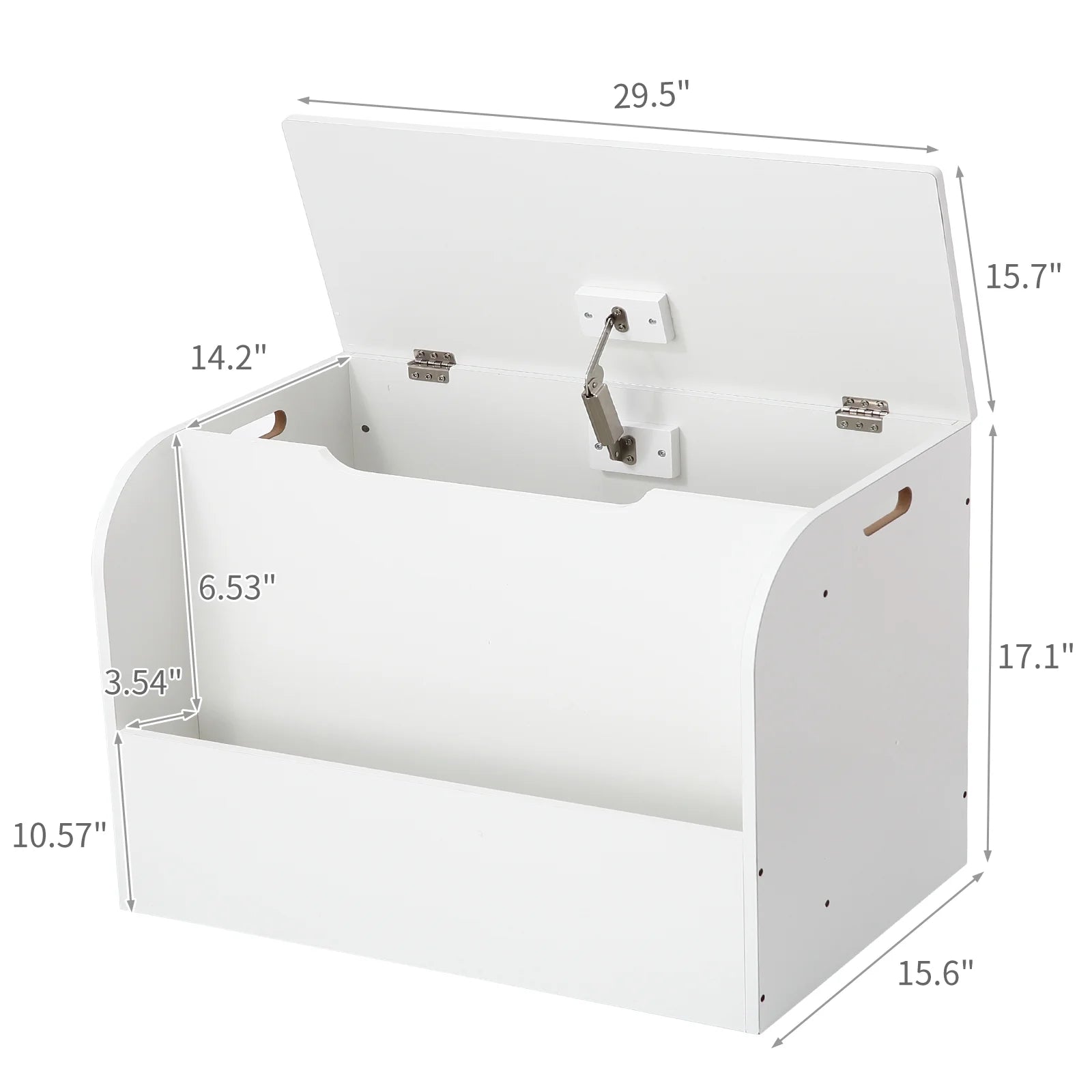 White Extra Large Wooden Toy Storage Bench with Safety Hinges G1147