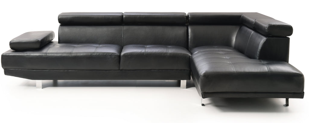 Black Sectional with Adjustable Armrest and Headrest R7006