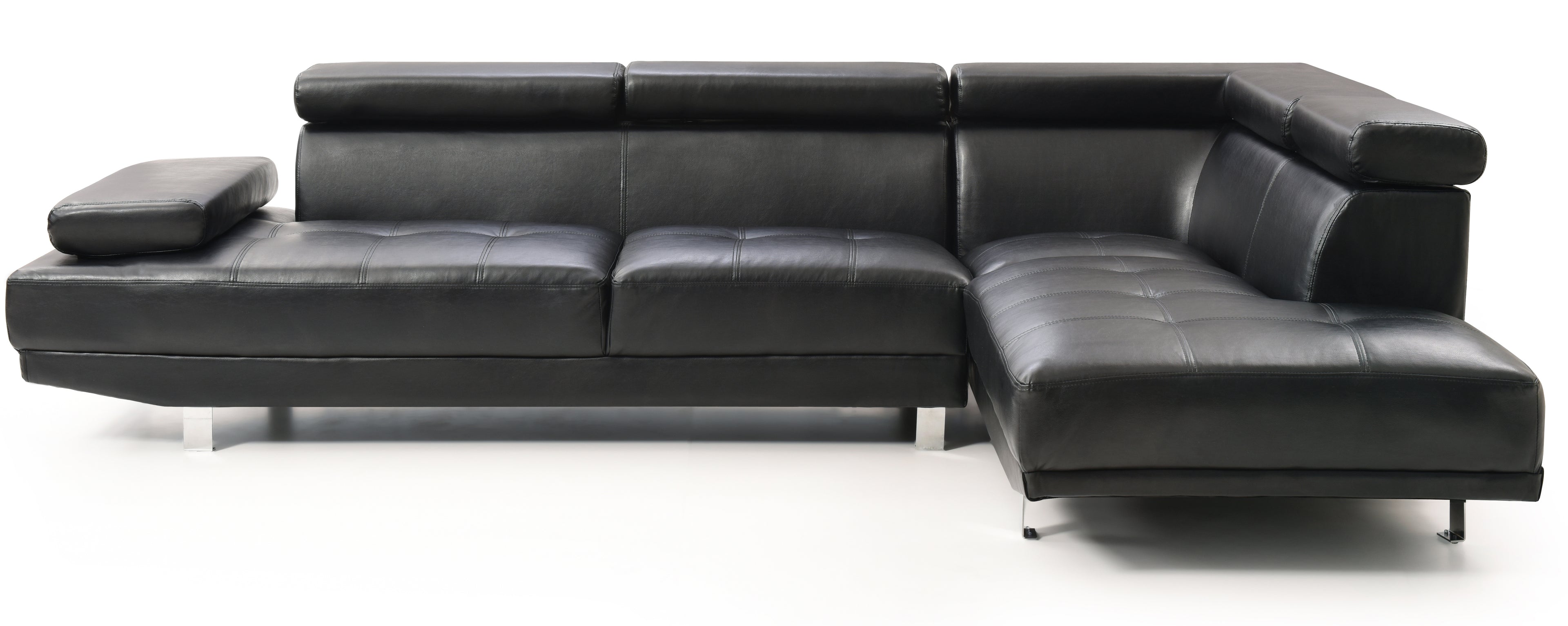 Black Sectional with Adjustable Armrest and Headrest R7006