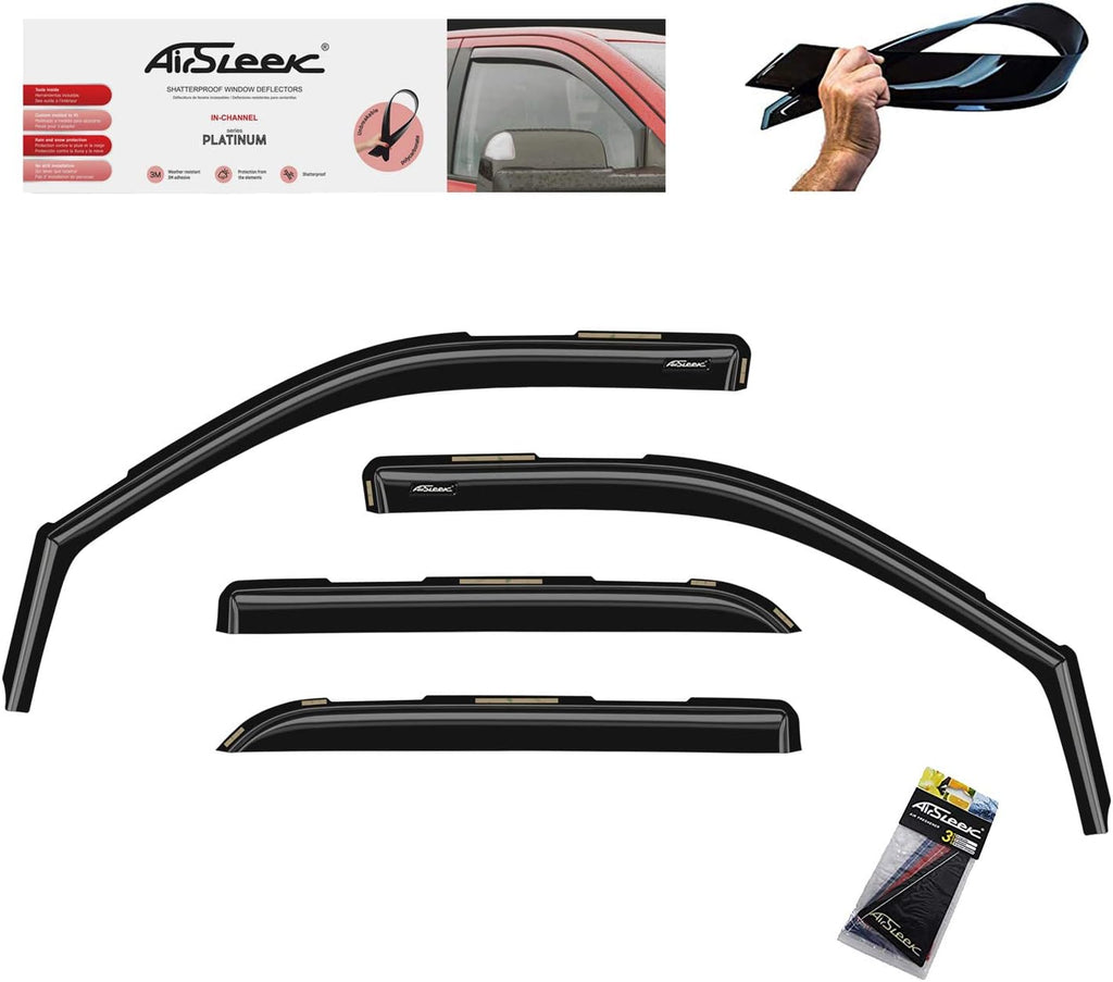 Dark Smoke In-Channel Side Window Vent Visor Deflectors 4 pcs B54072