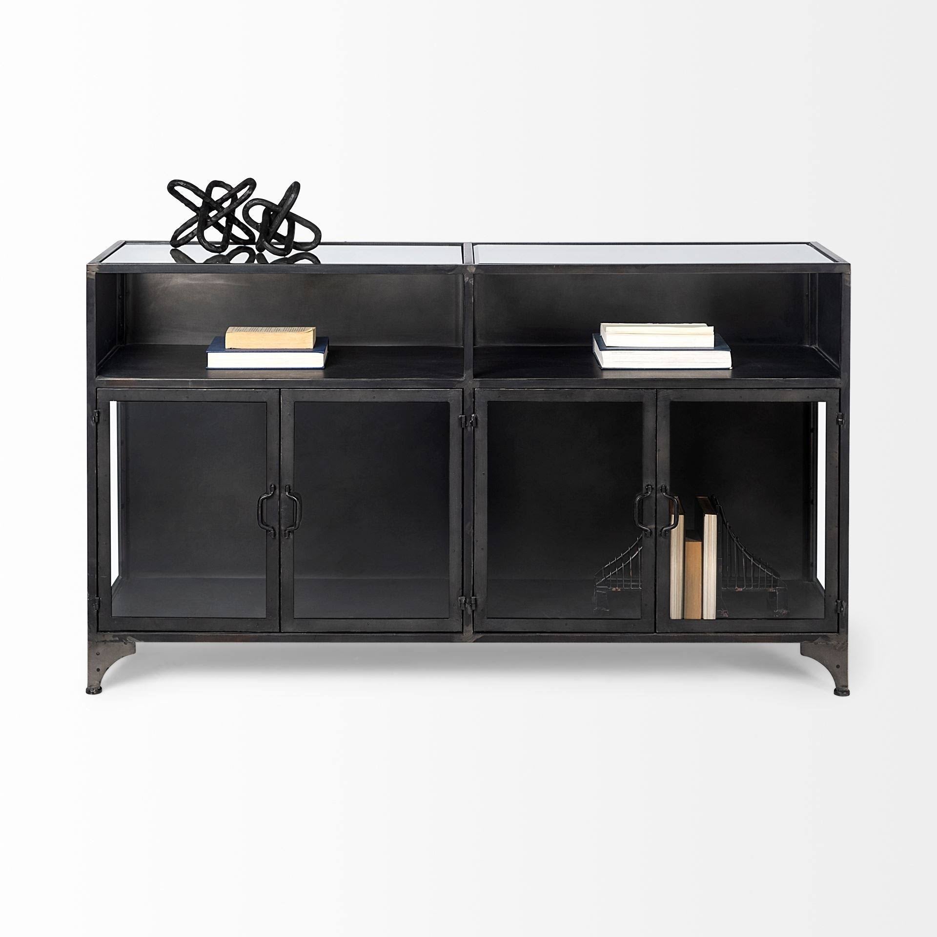 Black Metal Glass Door Display Cabinet Z355160