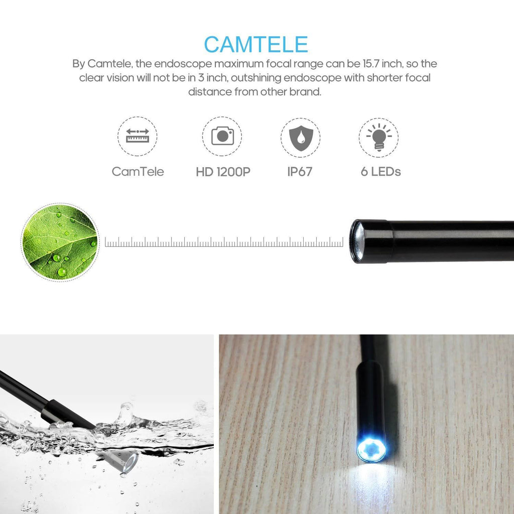 Semi-Rigid Wireless Endoscope, 2.0 MP HD WiFi Borescope Inspection Camera, 16 inch Focal Distance, 1800mAh Battery K4221