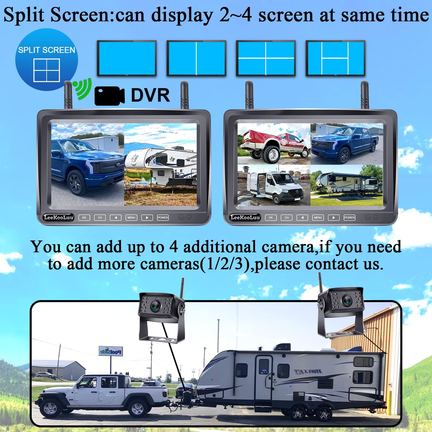 Wireless Backup Camera System with 7 Inch Monitor Recorder W689432