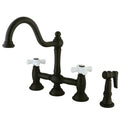 Oil Rubbed Bronze 8-Inch Deck Mount Kitchen Faucet with Brass Sprayer G63981