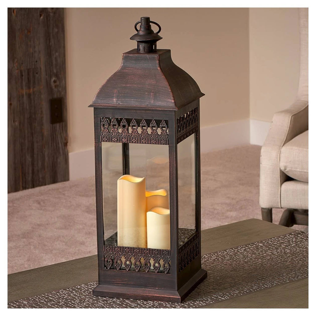 Triple LED Candle Lantern Bronze H32392