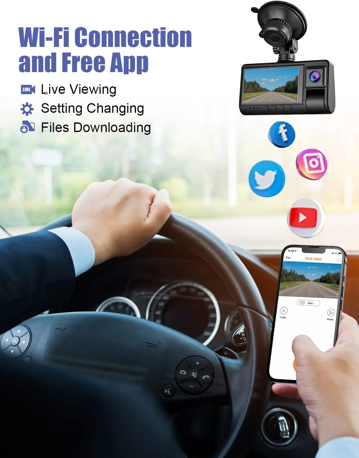 Dual Dash Cam Front and Inside 1080P Car Camera Built-in WiFi 3 Inch IPS Screen, 24H Parking Monitor, G-Sensor, Loop Recording, Support 128GB Max, Pack of 2 N437080