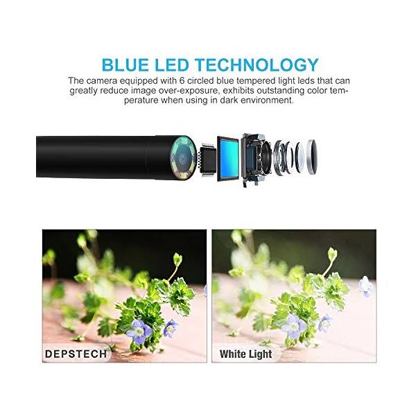 Semi-Rigid Wireless Endoscope, 2.0 MP HD WiFi Borescope Inspection Camera, 16 inch Focal Distance, 1800mAh Battery K4221