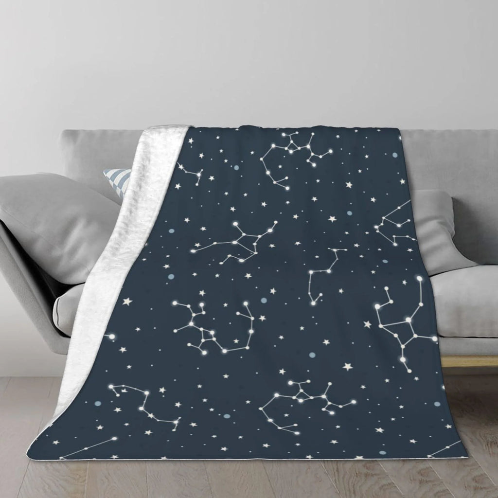 Blue Space Constellation Stars Pattern Plush Throw Blanket, 50" x 40" Z949593