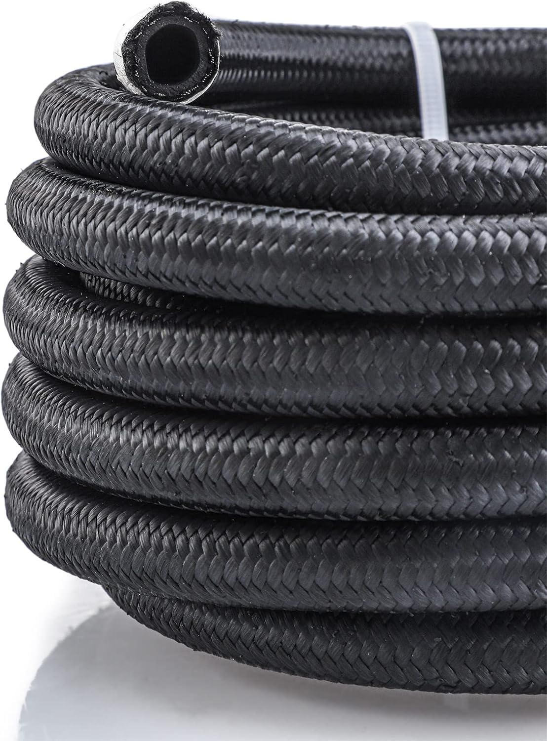 6AN 20FT Nylon Braided Fuel Line Hose Fitting Kit CPE Material Black (3/8" ID) Pack of 2 N44551