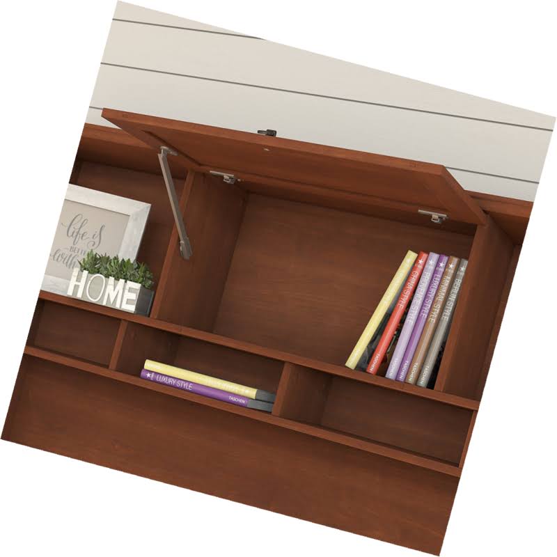 Corner Desk with Hutch and Lateral File Cabinet in Serene Cherry X233