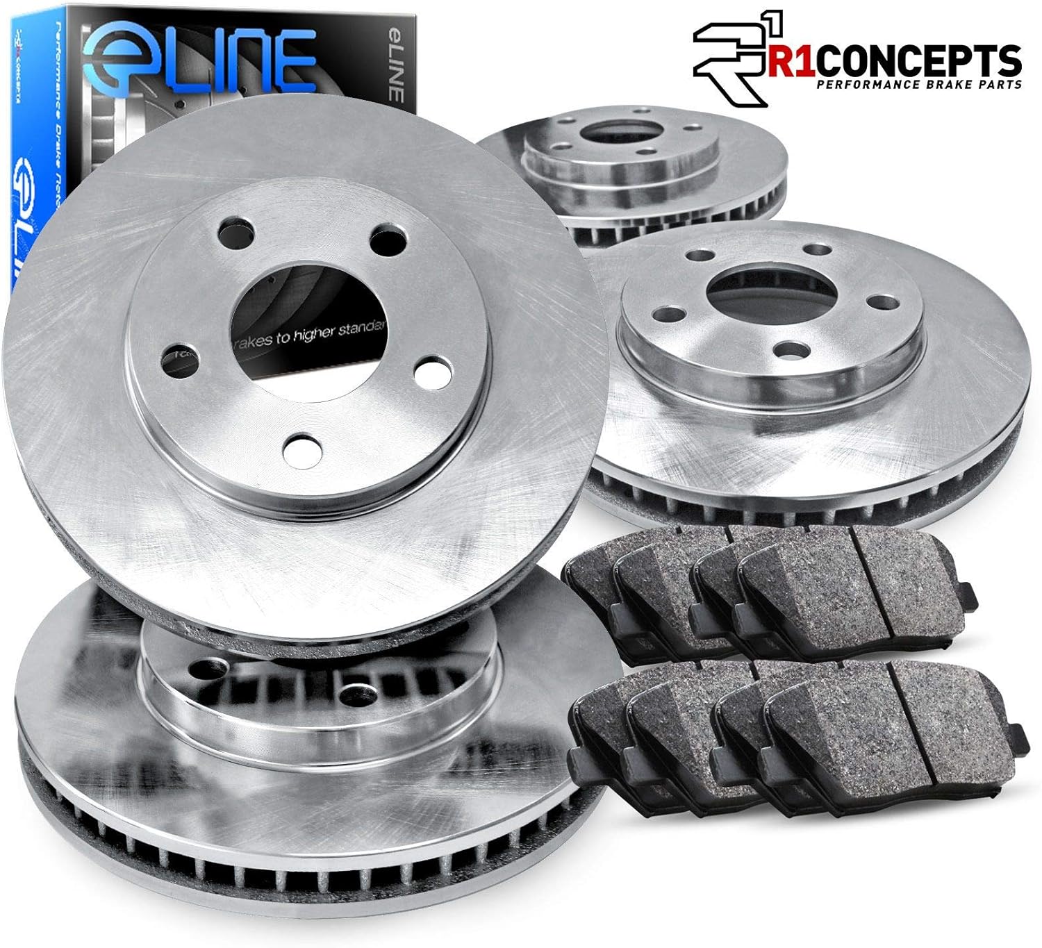 Front Rear Brake Rotors and Pads Kit Semi Metallic Z64086