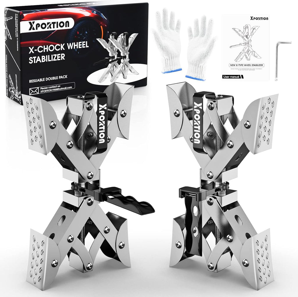 X-Shaped Wheel Stabilizer, 2 Sets Tire Chocks Y410