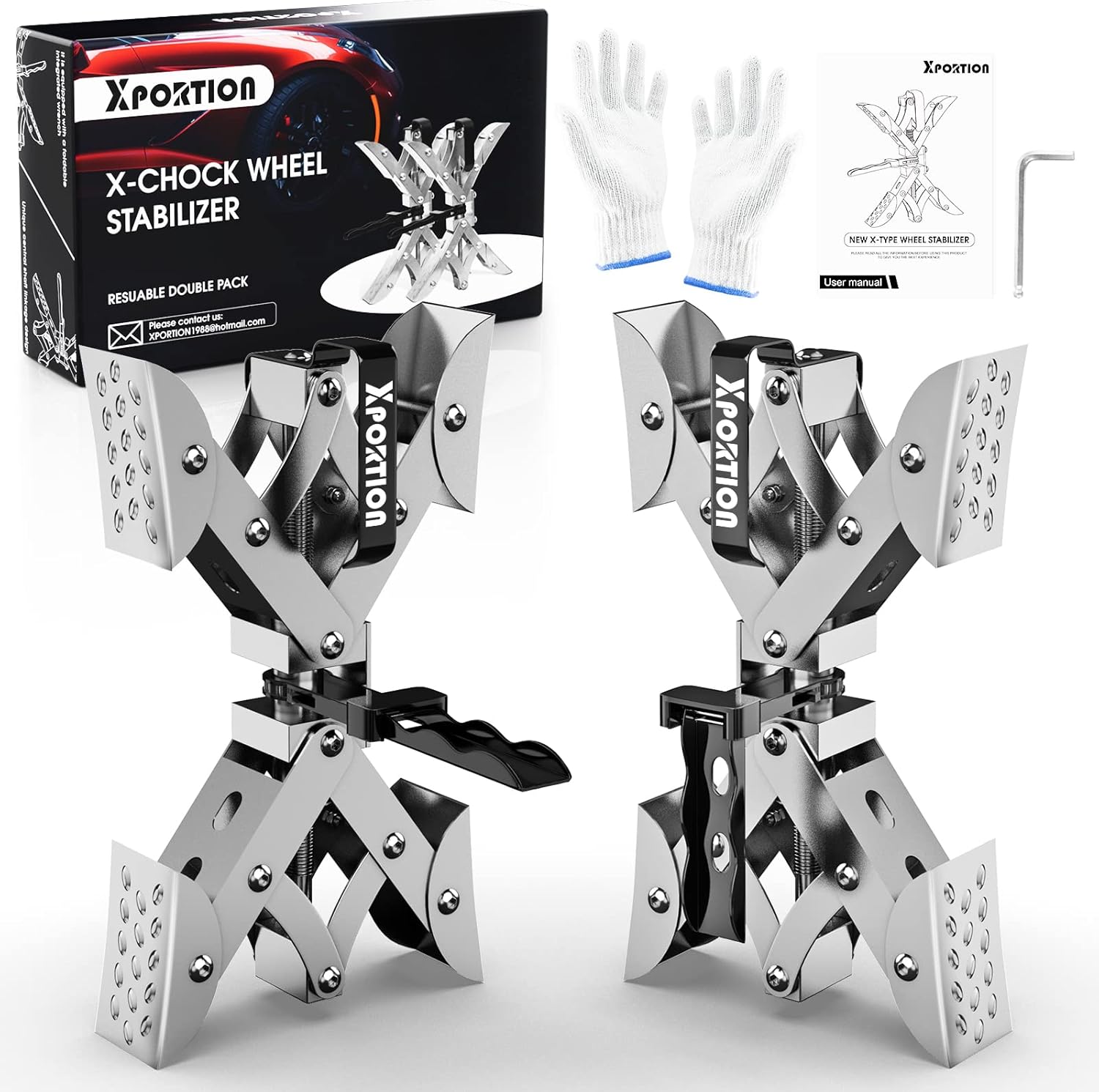 X-Shaped Wheel Stabilizer, 2 Sets Tire Chocks Y410
