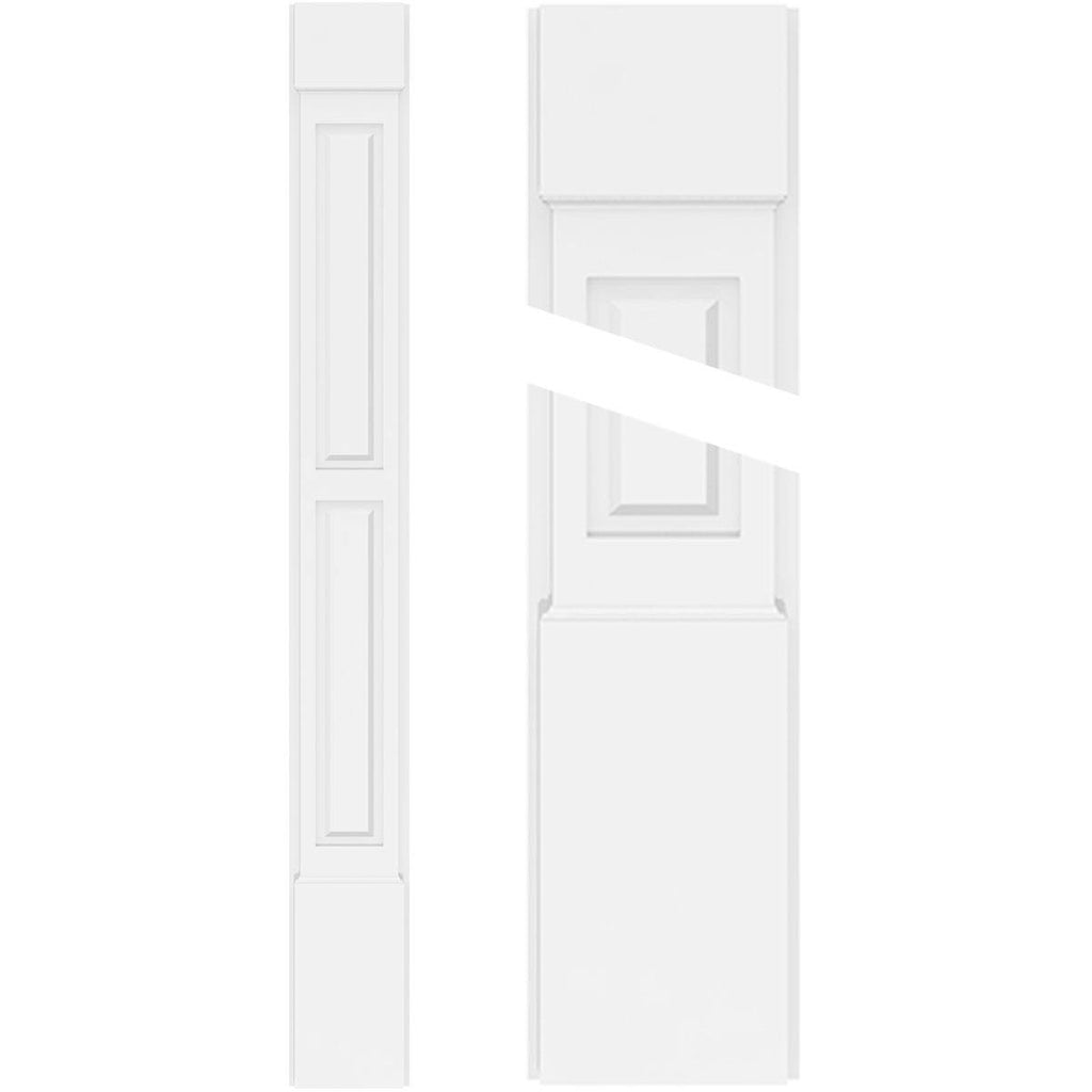Two Equal Raised Panel PVC Pilaster with Standard Capital & Base (Pair) H595631