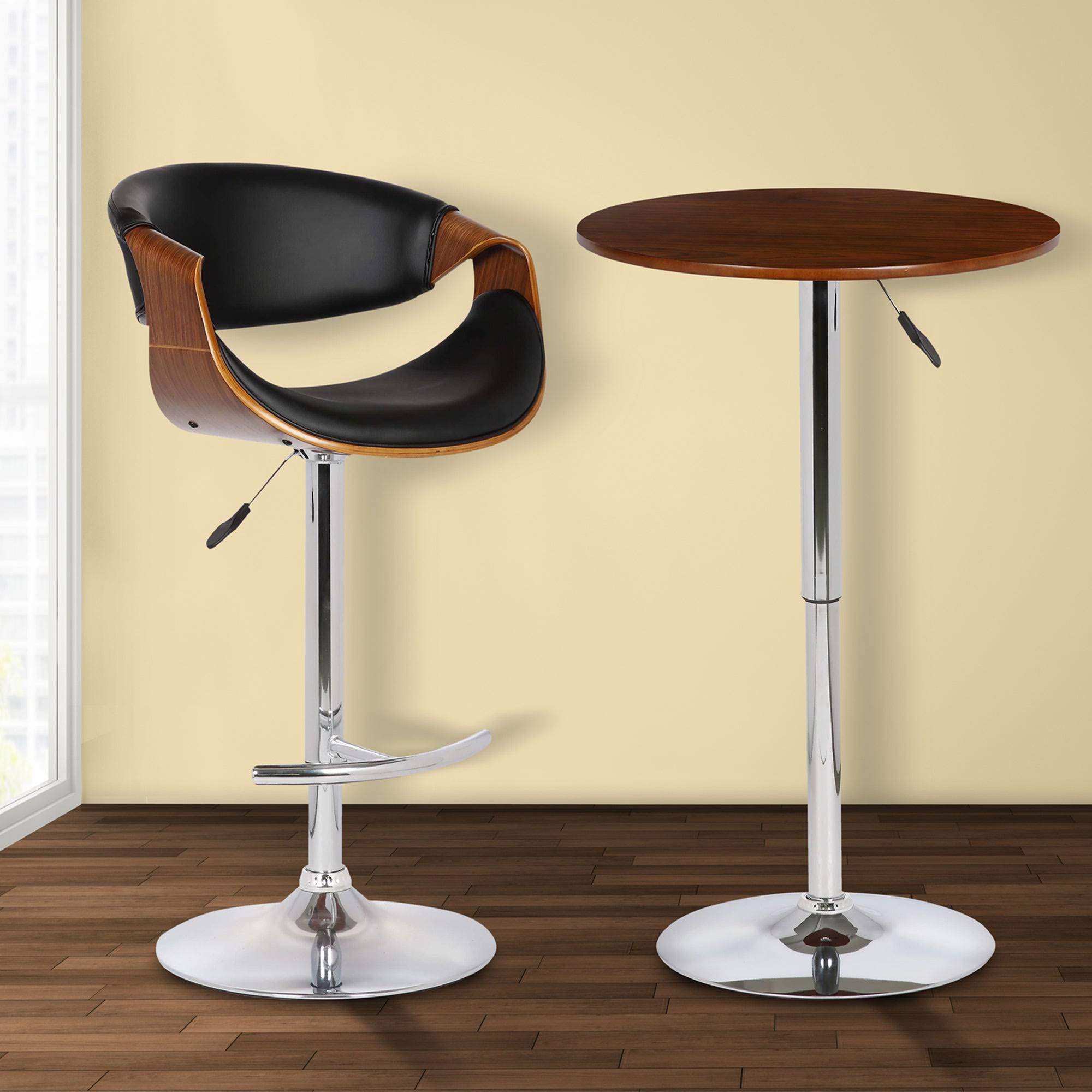 White and Chrome Metal Adjustable Pub Table F888