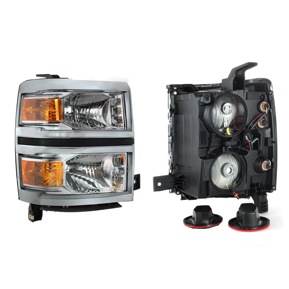 Chrome Clear Headlight Lamp Assembly Driver + Passenger Side J214