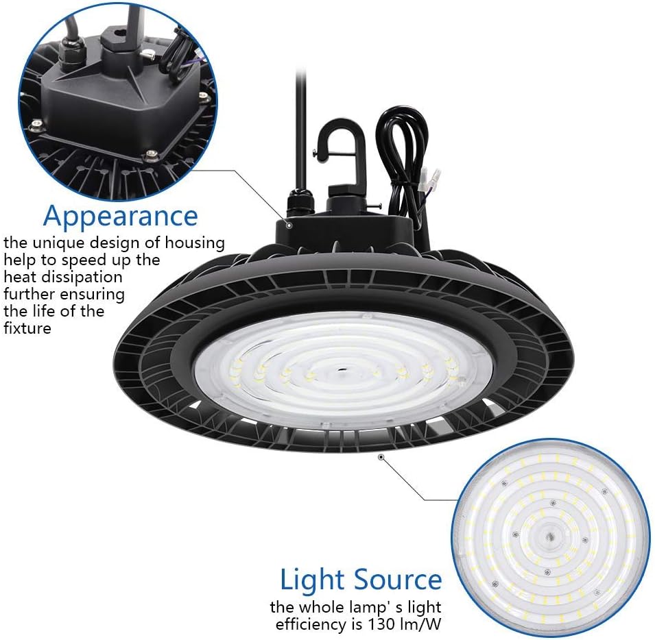 150W UFO LED High Bay Light 22500 lumens 5000K Daylight White IP65 8-Pack G750