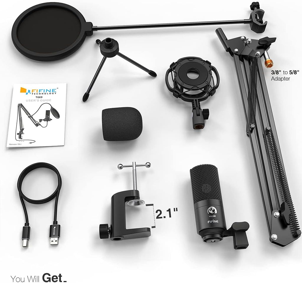 USB Microphone Kit with Adjustable Scissor Arm Stand Shock Mount, Pack of 2 X26482