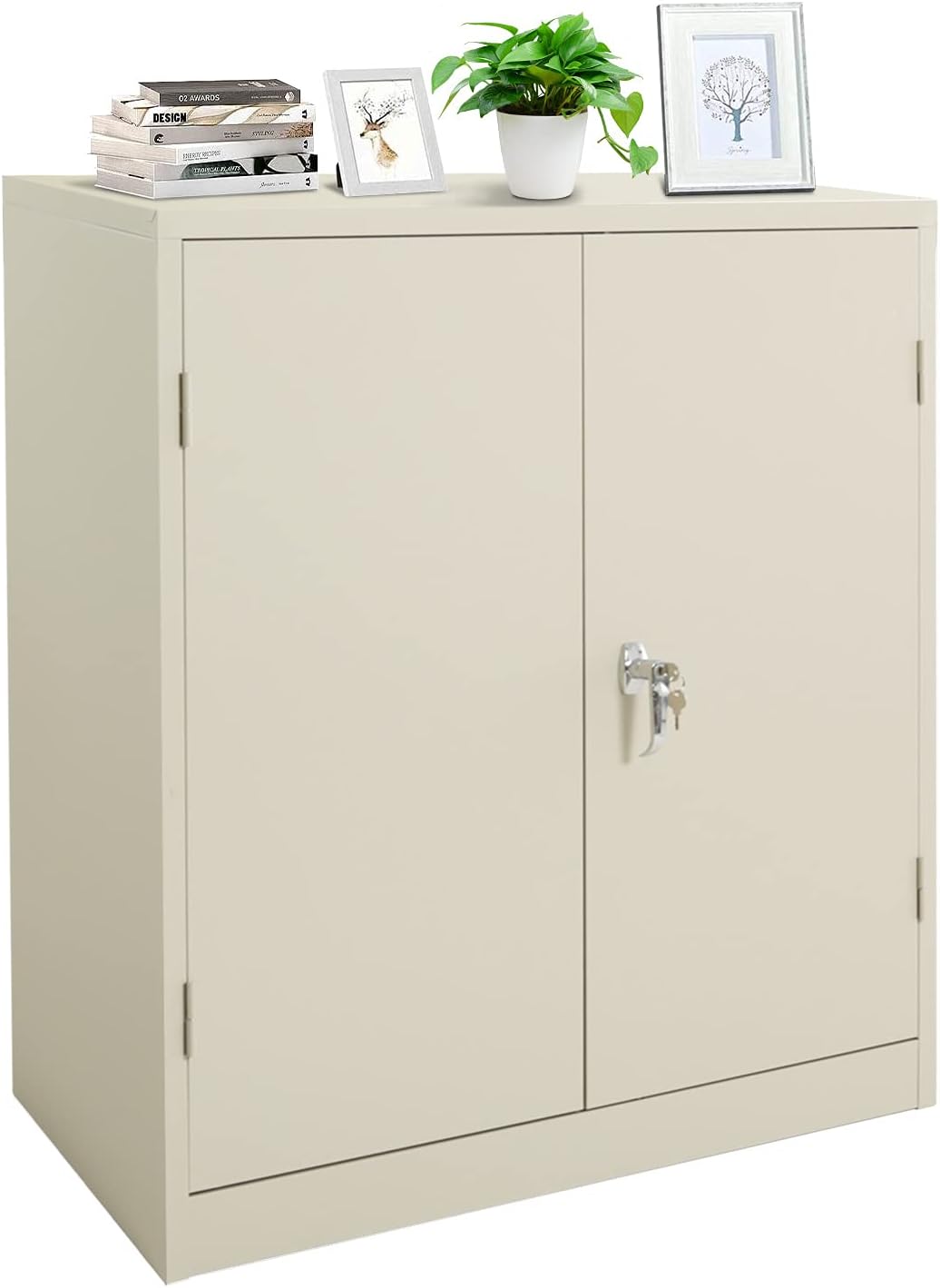 Black Steel Locking Storage Cabinet with 2 Doors and Shelves R4977