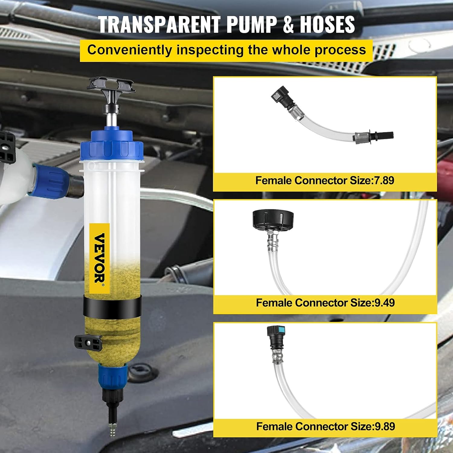 Transmission Fluid Pump Manual ATF Refill System Dispenser, Oil and Liquid Extractors 1.5 Liter, Tool Set with ATF Filler Adapters Pack of 2 D4654