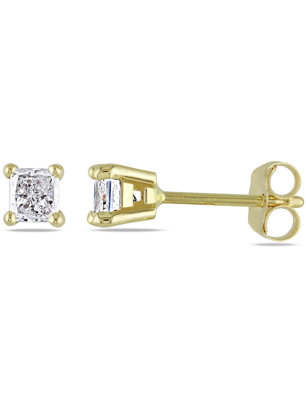 14K Yellow Gold Diamond Solitaire Stud Earrings 1/2 Carat Ctw I85306