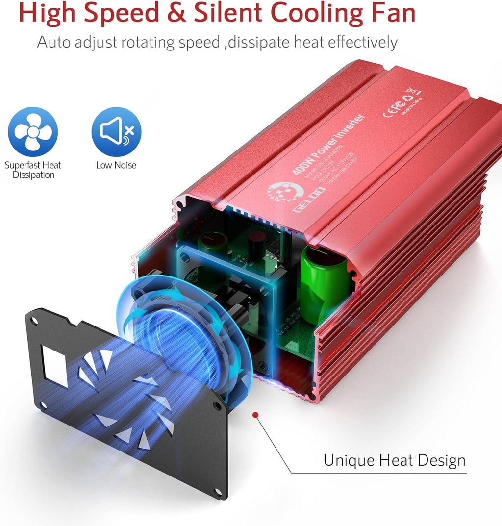 400W Car Power Inverter DC 12V to AC 110V with 4.8A Dual USB, Pack of 2 W9648