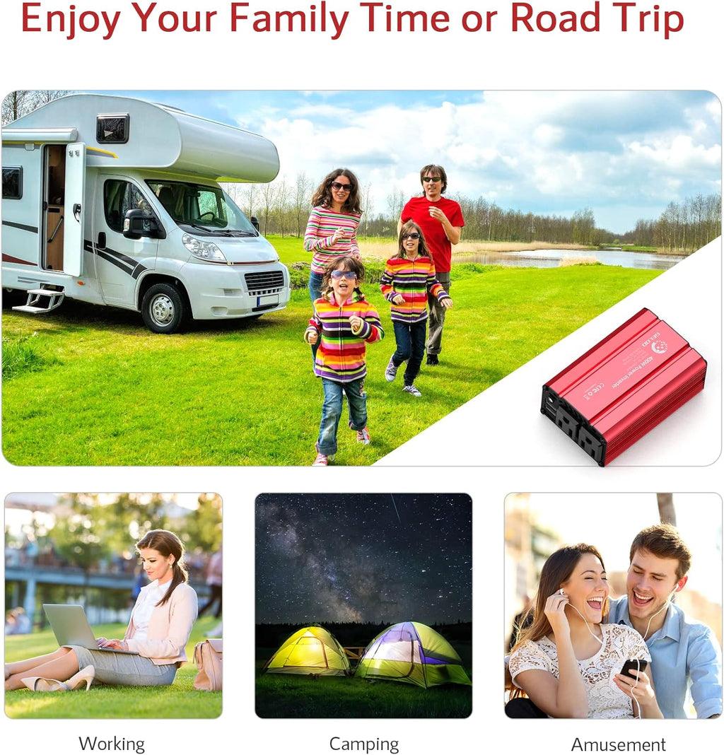 400W Car Power Inverter DC 12V to AC 110V with 4.8A Dual USB, Pack of 2 W9648