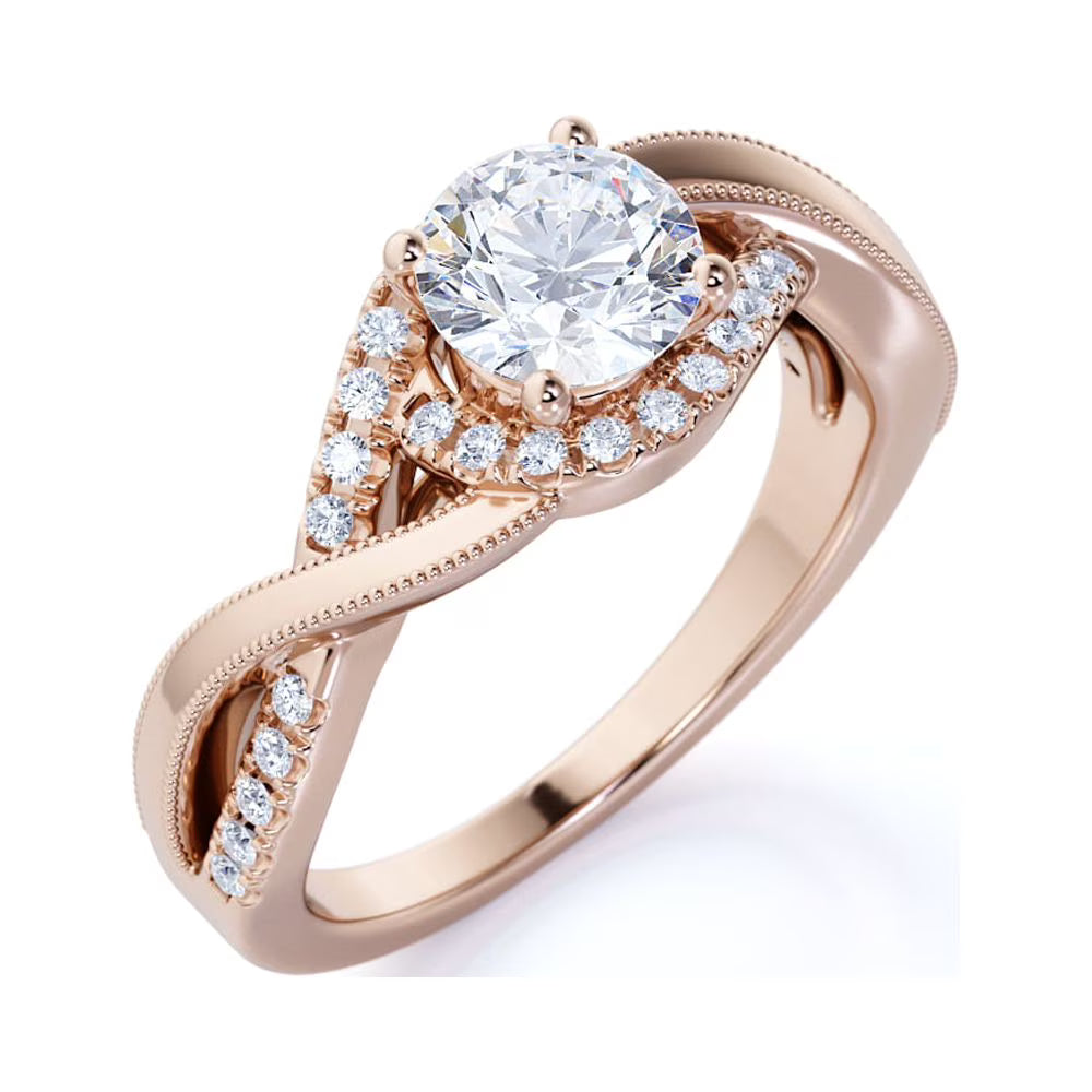 10K Rose Gold Twisted Band Engagement Ring X562808