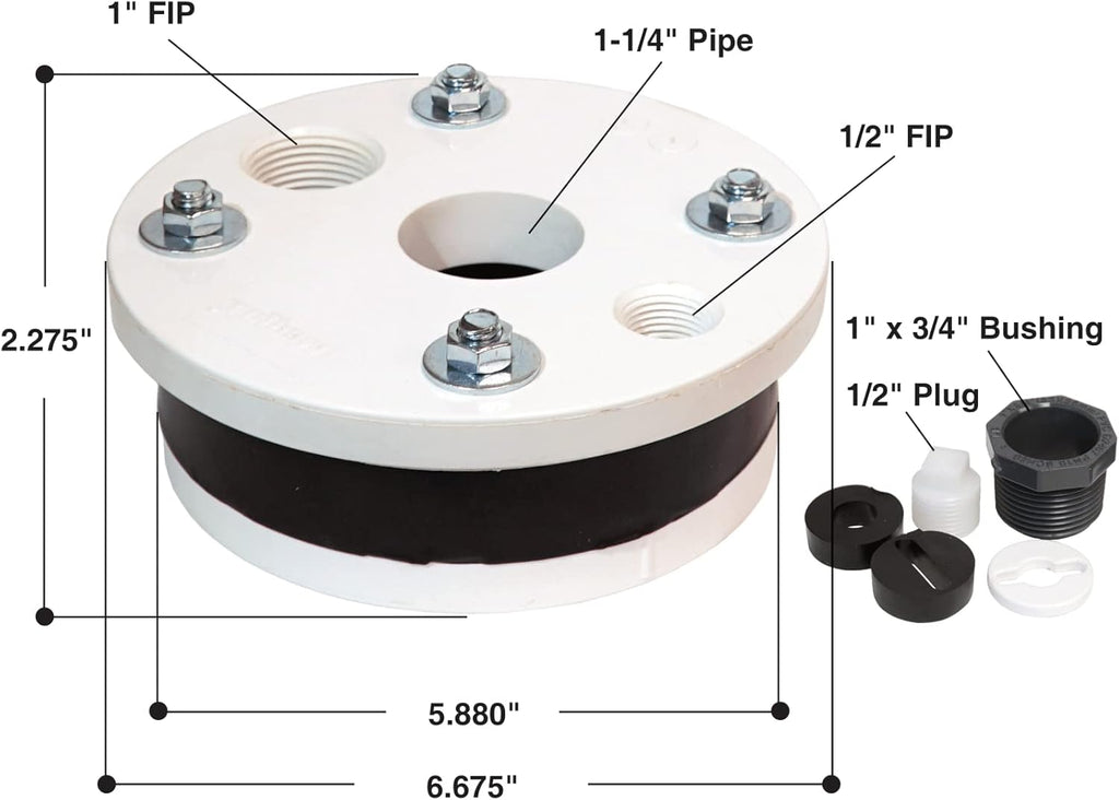 6-Inch Well Seal Cap Single Drop 1-1/4 in Pack of 2 O86905