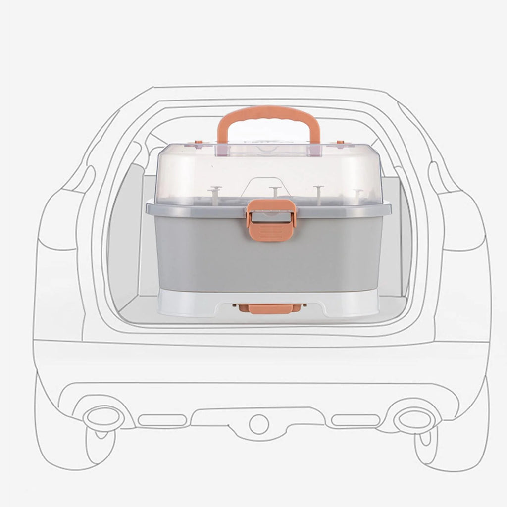 Gray Baby Bottle Drying Rack Storage Organizer with Lid L547789