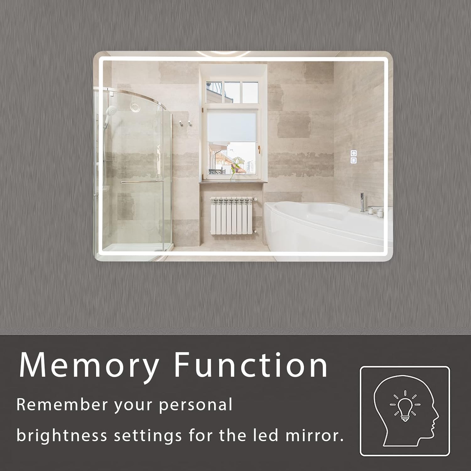 20 x 28 inch LED Bathroom Mirror, Anti-Fog Dimmable 3-Tone Lighted Vanity Mirror N856