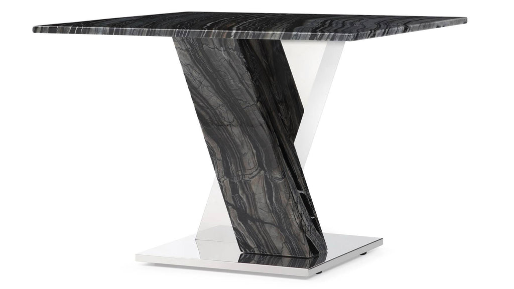 Black and White Marble End Table with Stainless Steel Base Y9303