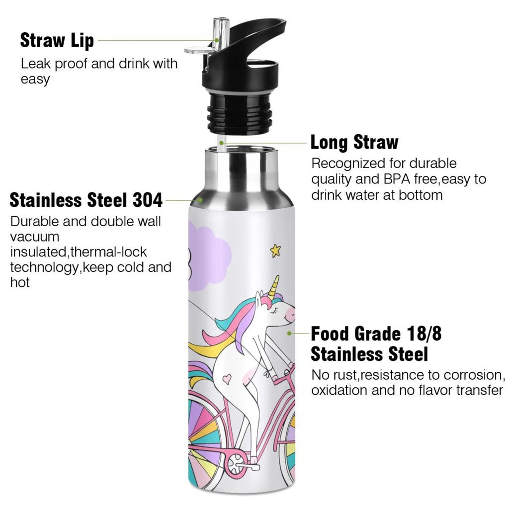 Stainless Steel Insulated Water Bottle with Straw Lid T35326