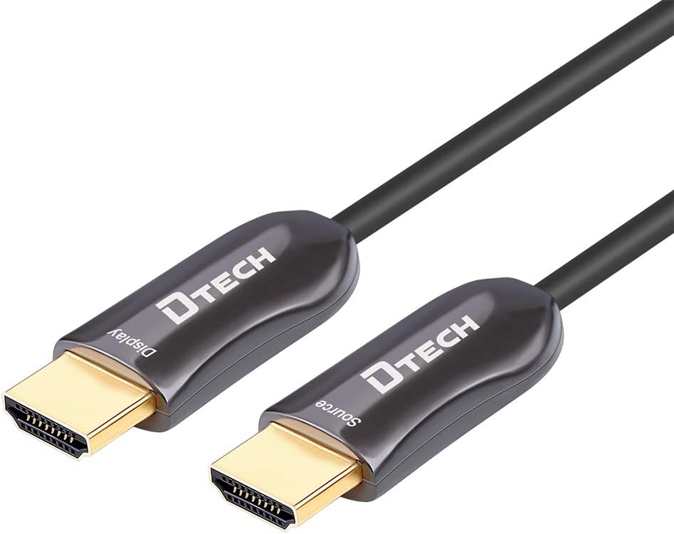 100m Slim Fiber Optic HDMI Cable 2.0 UHD 4K 60Hz 18Gbps Black Pack of 2 C235