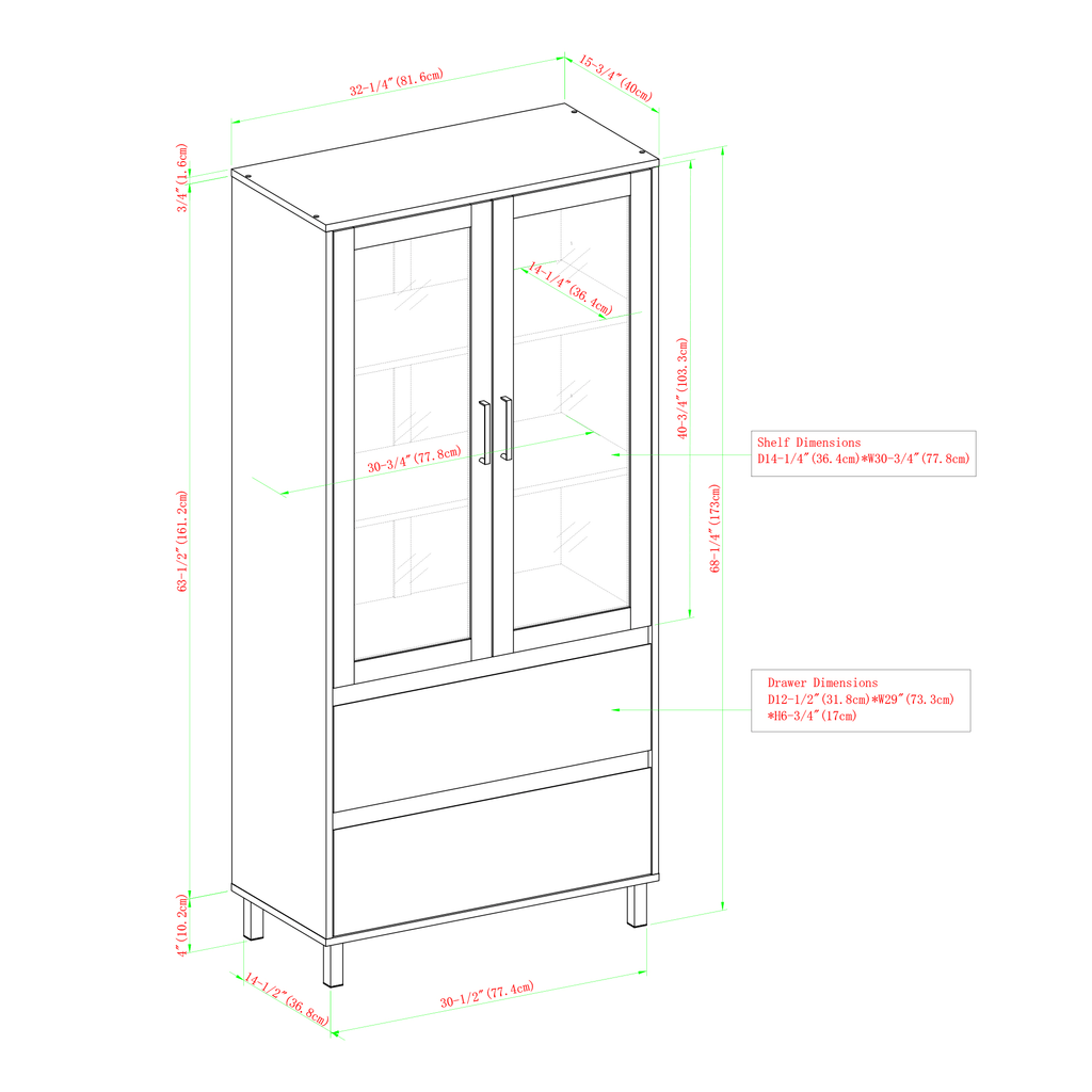 Glass Door Storage Hutch N983