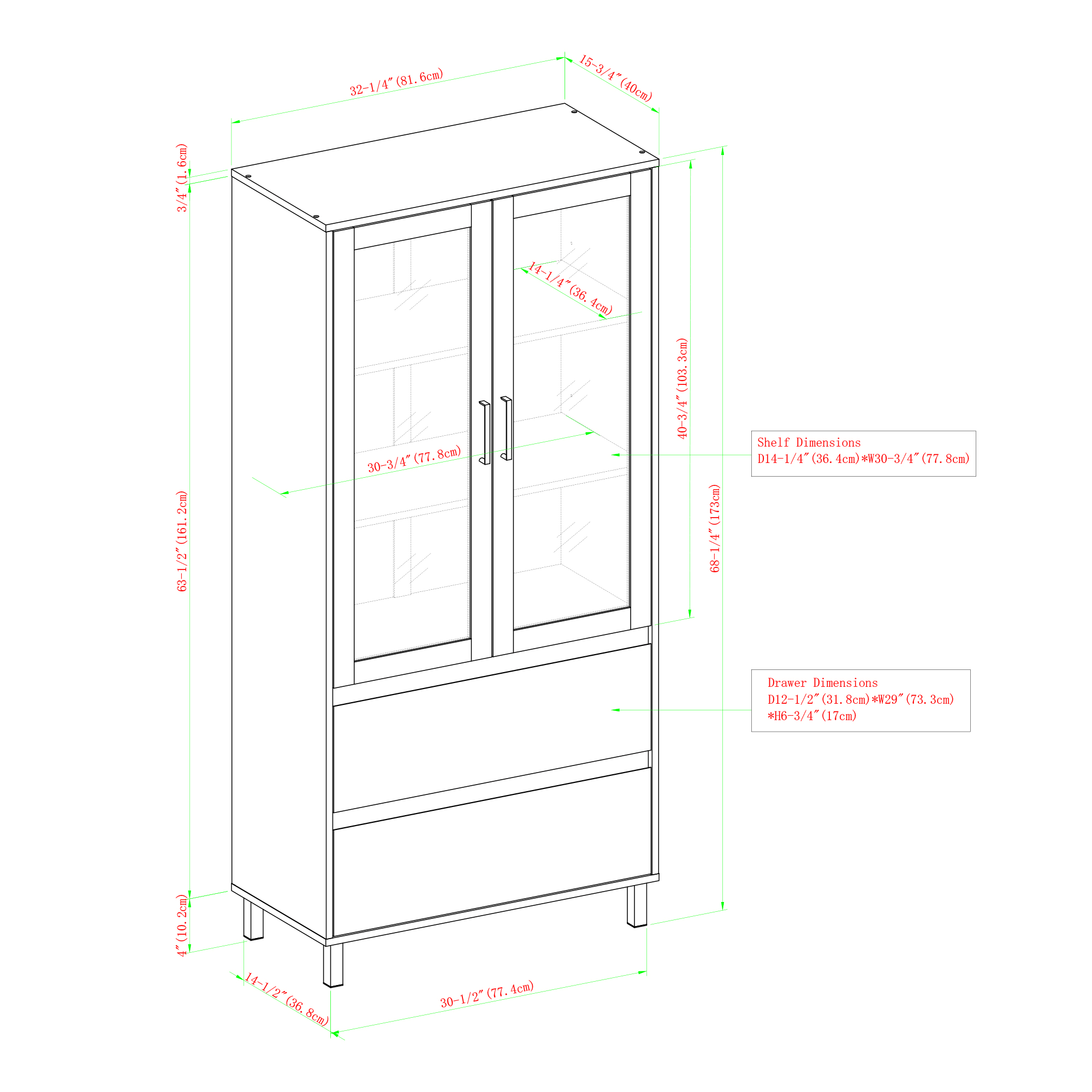 Glass Door Storage Hutch N983