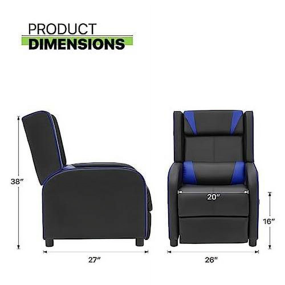 Blue PU Leather Reclining Single Sofa C271