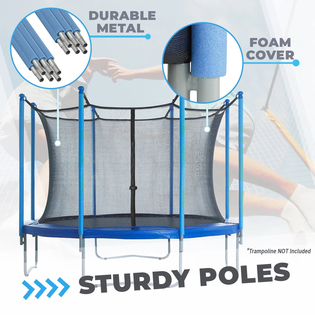 Trampoline Safety Enclosure Net, 6 Poles & Hardware, Fits 16 FT. Round Frame G141