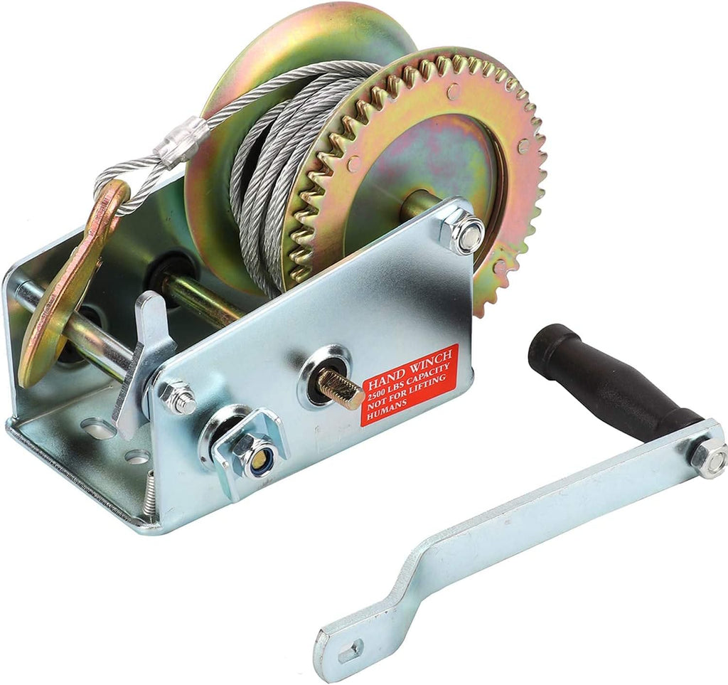 2500lbs Capacity Hand Winch with 32ft Steel Wire, Pack of 2 S9685