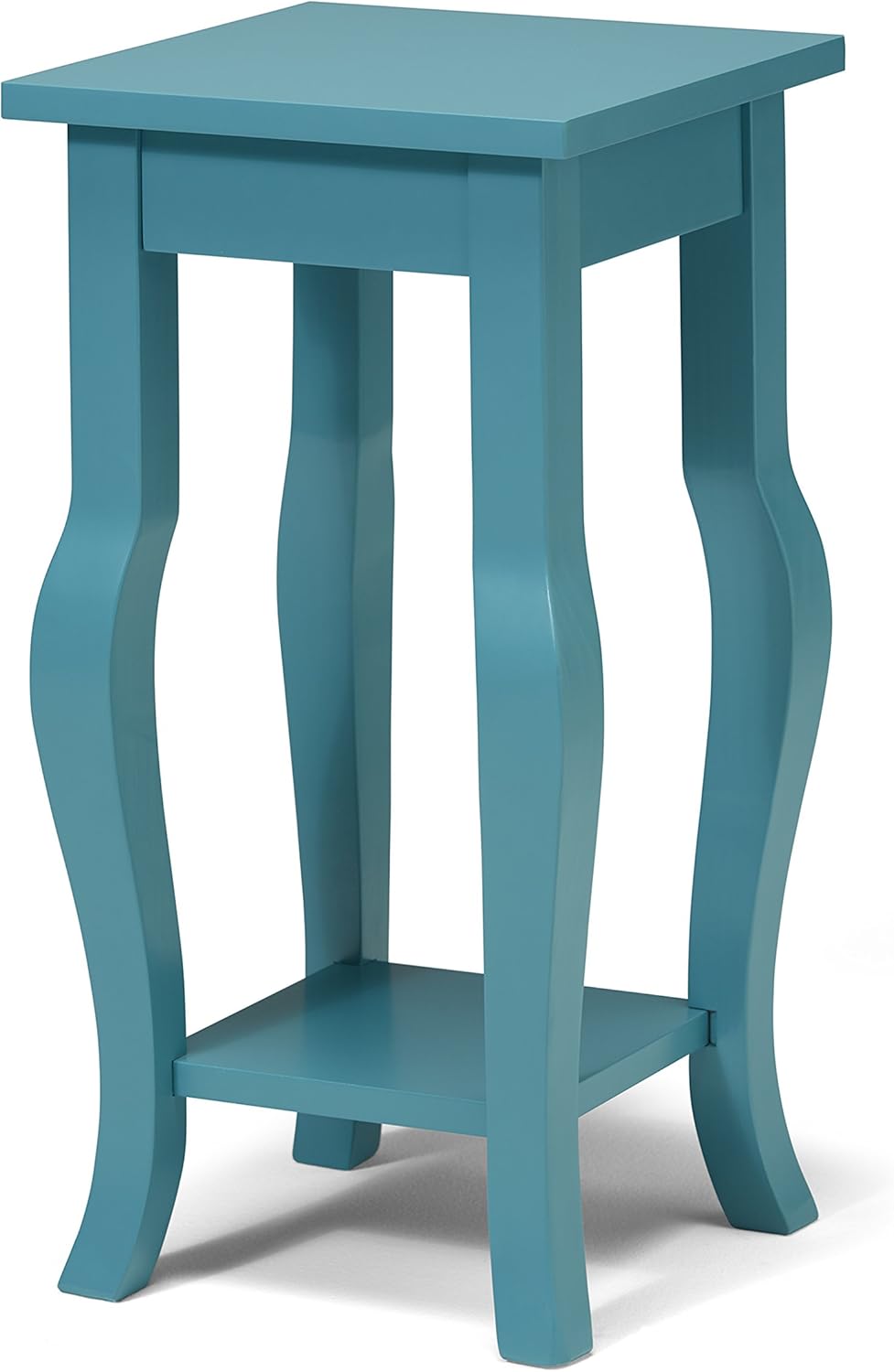 Black Wood Pedestal End Table with Curved Cabriole Legs and Lower Display Shelf, Pack of 2 Z83909