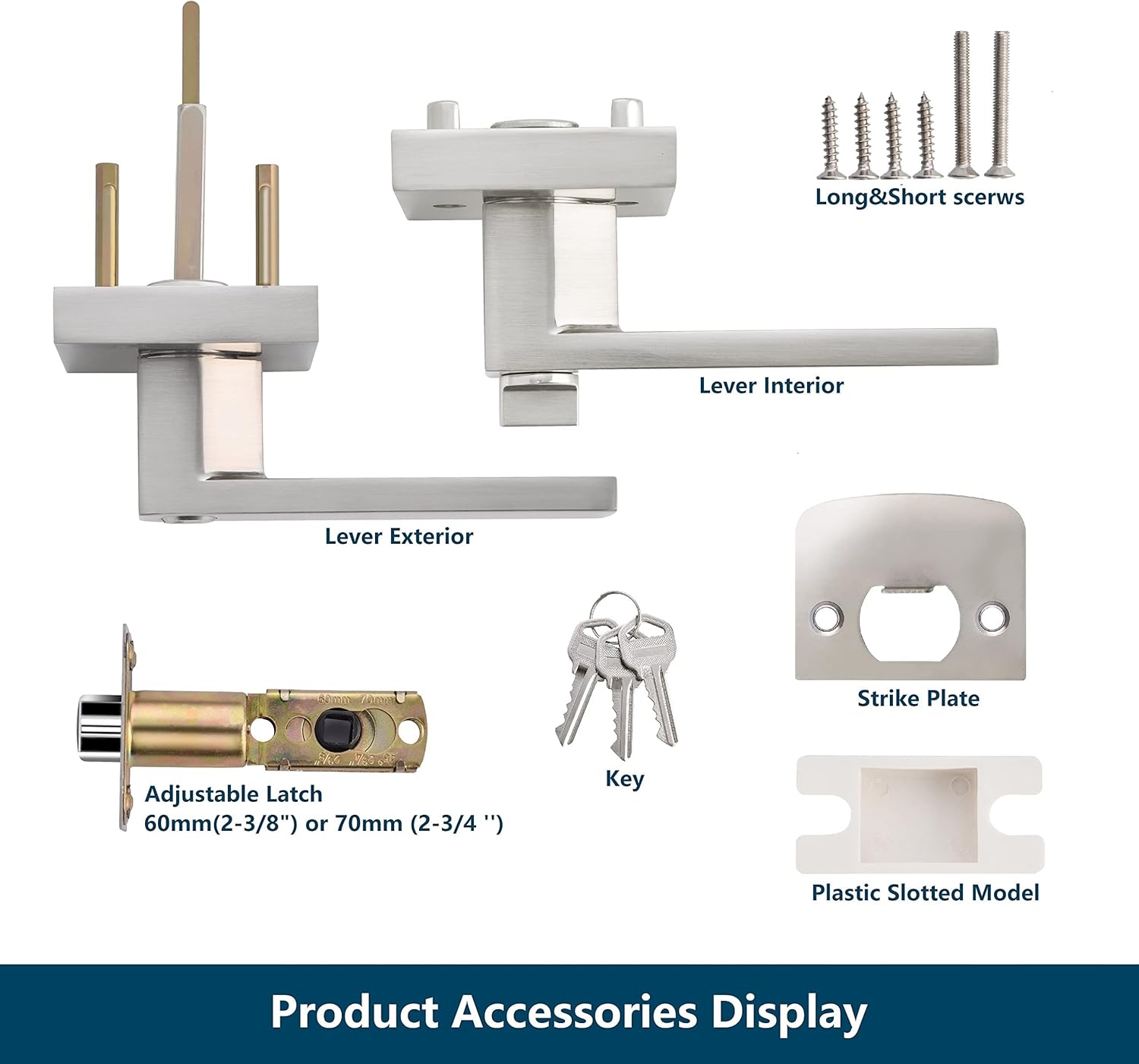 5 Pack Keyed Entry Lever Lock, Satin Nickel Finish E141687