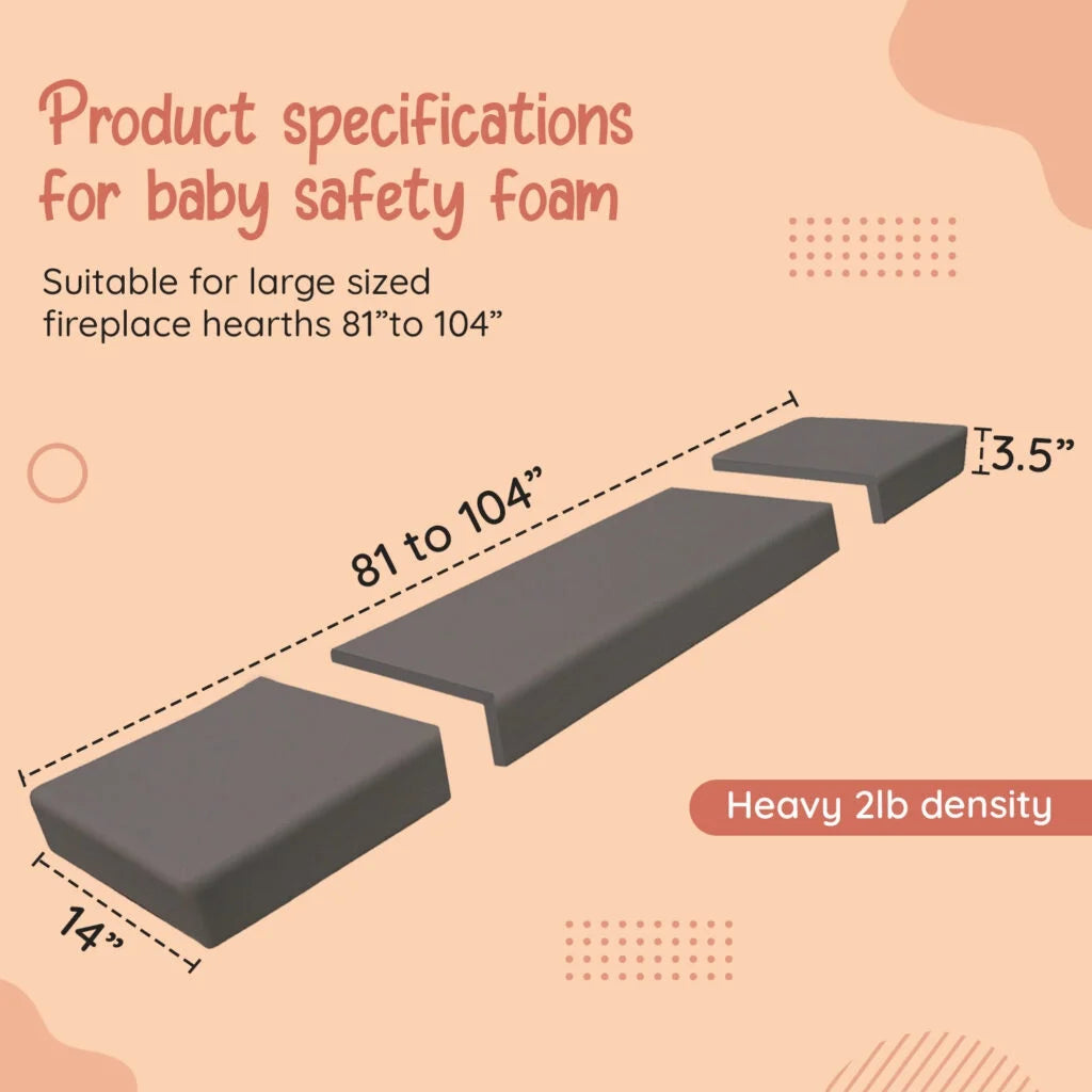 Gray Foam Fireplace Hearth Guard Bumper Pad D16646