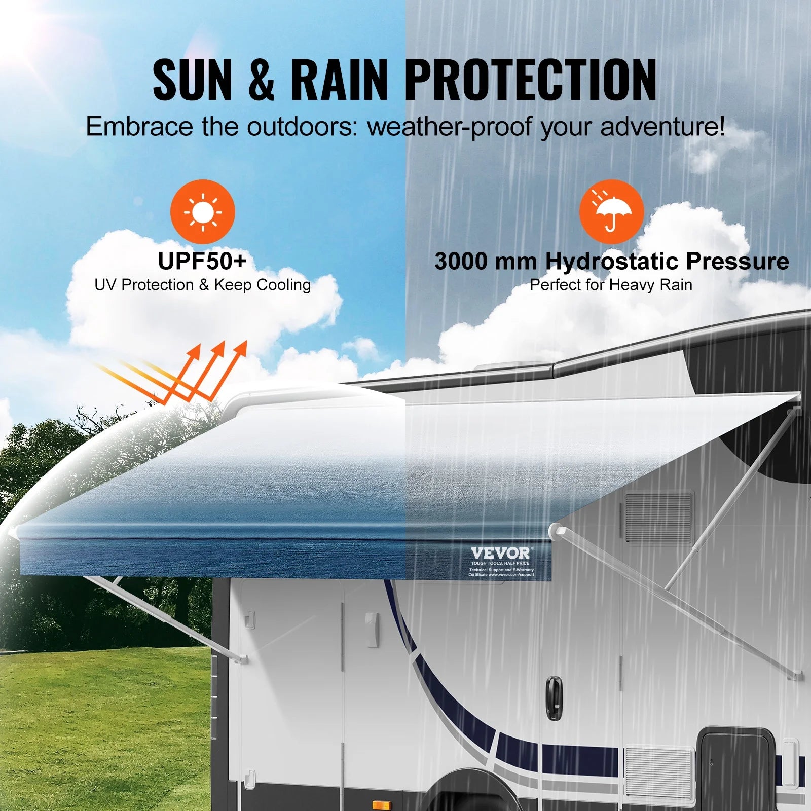 17' RV Awning Replacement Waterproof 16oz PVC Fabric V6189