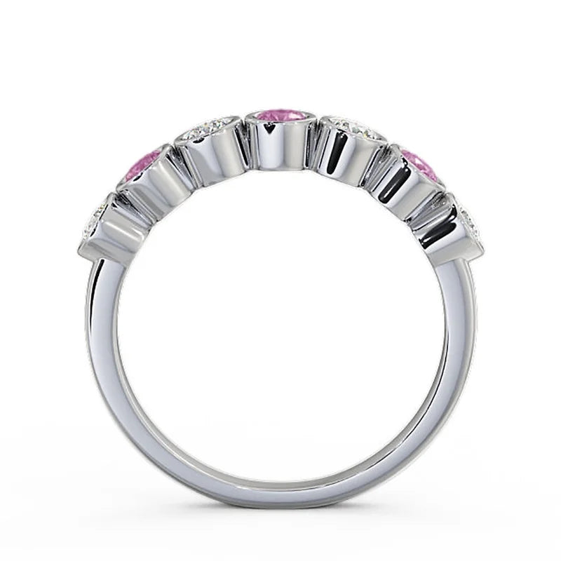 14K White Gold Eternity Band with Pink Sapphire and Diamond H829721