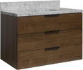 36-inch Floating Bathroom Vanity with White Cabinet, Carrara Marble Countertop, White Ceramic Sink H94311