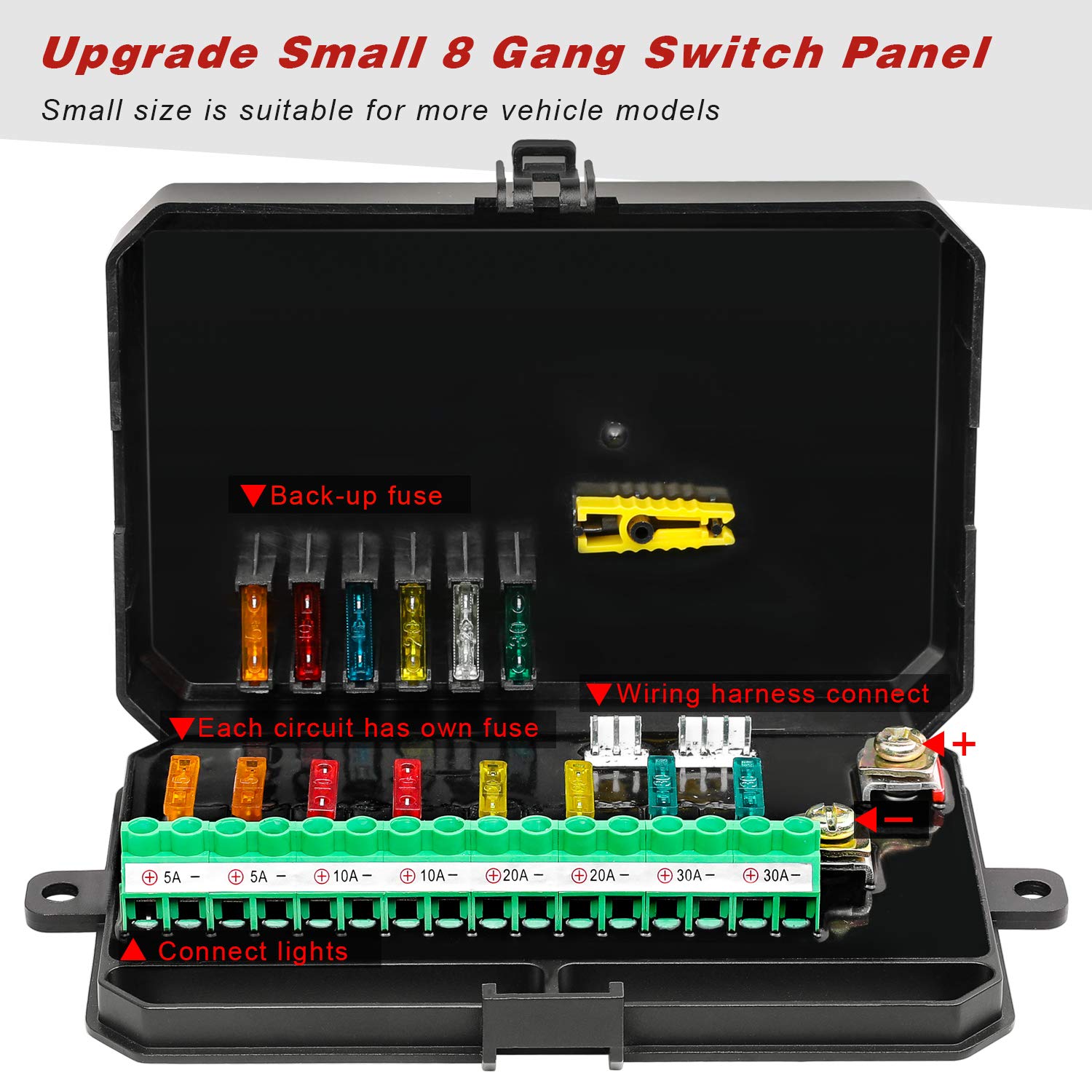 8 Gang Switch Panel Kit with Harness and Label Stickers T840